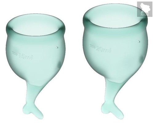 Набор темно-зеленых менструальных чаш Feel secure Menstrual Cup, цвет зеленый - Satisfyer