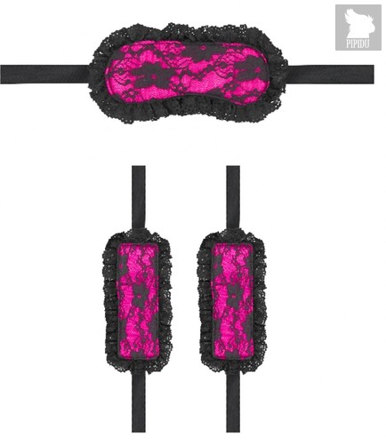 Розово-черный игровой набор Introductory Bondage Kit №7, цвет розовый/черный - Shots Media