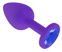 Фиолетовая силиконовая пробка с синим кристаллом - 7,3 см, цвет синий - МиФ