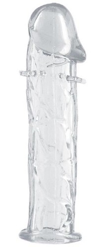 Гладкая прозрачная насадка с усиками под головкой - 12,5 см, цвет прозрачный - Toyfa