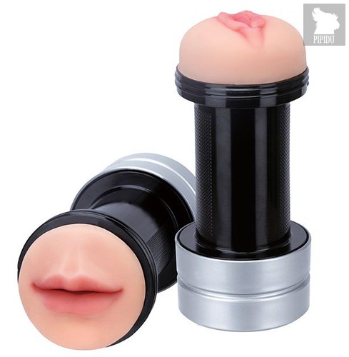 Двусторонний мастурбатор REALSTUFF 2 IN 1 HUMMER MOUTH & VAGINA - ротик и вагина, цвет телесный - Dream toys