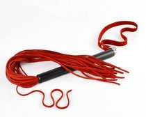 Красная велюровая плеть MIX с черной рукоятью - 47 см., цвет красный/черный - Sitabella