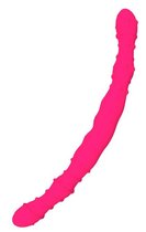 Розовый двусторонний фаллоимитатор SILICONE DOUBLE DONG - 33,5 см., цвет розовый - Dream toys