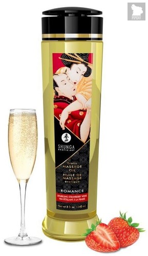Массажное масло с ароматом клубники и шампанского Romance - 240 мл. - Shunga Erotic Art