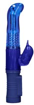 Синий вибратор-кролик Rotating Dolphin - 23 см., цвет синий - Shots Media