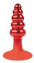 Красная анальная пробка-елочка с круглым ограничителем - 10 см., цвет красный - Bioritm