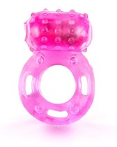 Розовое гелевое эрекционное кольцо с вибропулей, цвет розовый - Brazzers
