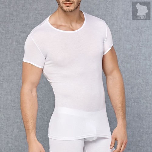 Мужская обтягивающая футболка в мелкий рубчик, цвет белый, L - Doreanse