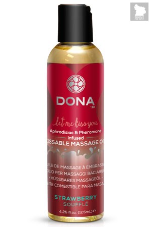 Вкусовое массажное масло DONA Kissable Massage Oil Strawberry Souffle 125 мл - DONA by JO