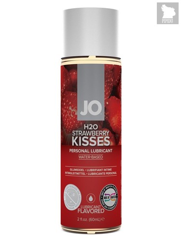 Лубрикант на водной основе с ароматом клубники JO Flavored Strawberry Kiss - 60 мл. - System JO
