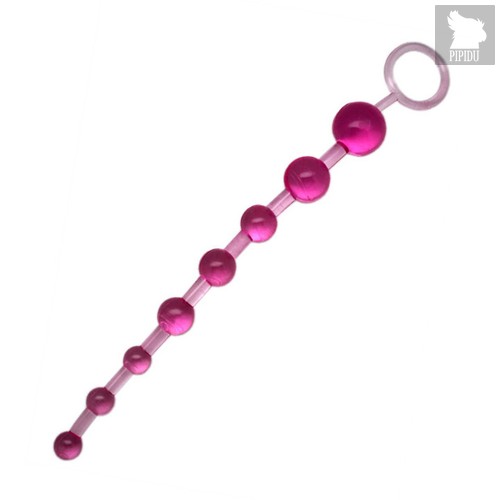 Розовая анальная цепочка с ручкой - 30 см, цвет розовый - Eroticon