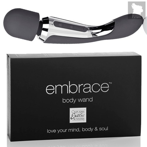 Вибратор двусторонний Embrace - Body Wand Massager, цвет серый - California Exotic Novelties