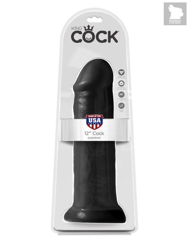 Фаллоимитатор-гигант на присоске черный King Cock 12 Cock Black, цвет черный - Pipedream