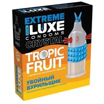 Стимулирующий презерватив "Убойный бурильщик" с ароматом тропических фруктов - 1 шт., цвет прозрачный - LUXLITE