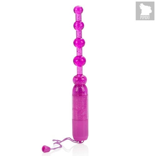 Фиолетовая анальная цепочка Waterproof Vibrating Pleasure Beads, цвет фиолетовый - California Exotic Novelties