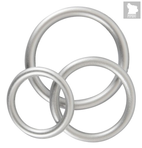 Набор из 3 эрекционных колец под металл Metallic Silicone Cock Ring Set - ORION