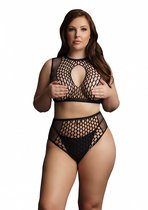 Эротический комплект Duo Net Key-Hole Bra Set, цвет черный, XL-3XL - Shots Media