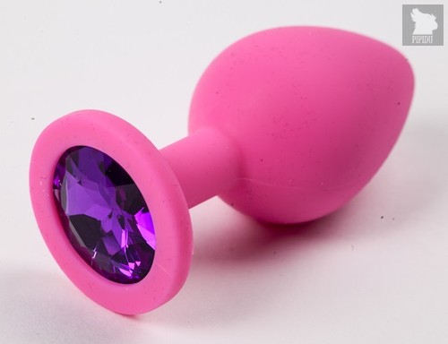 Пробка силиконовая розовая с фиолетовым стразом 9,5х4см 47119-2-MM - Eroticon