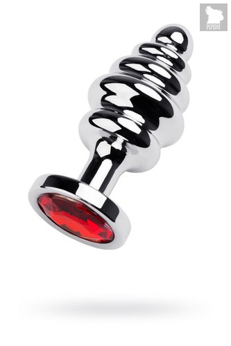 Серебристая фигурная пробка с красным кристаллом - 8 см., цвет красный - Toyfa