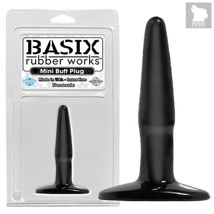 Анальная пробка Basix Rubber Works - Mini Butt Plug, цвет черный - Pipedream