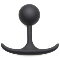 Черная анальная пробка с утяжелением Premium Silicone 3.3" Weighted Round Plug - 8,4 см., цвет черный - XR Brands