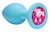 Средняя голубая анальная пробка Emotions Cutie Medium с розовым кристаллом - 8,5 см, цвет голубой - Lola Toys