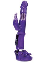 Фиолетовый вибратор с вращением бусин, клиторальным зайчиком и надёжной присоской, цвет фиолетовый - Toyfa