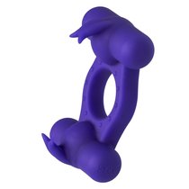 Фиолетовое эрекционное виброкольцо с двумя моторами Silicone Rechargeable Triple Orgasm Enhancer, цвет фиолетовый - California Exotic Novelties