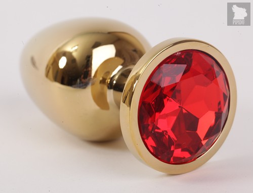 Золотистая анальная пробка с красным кристаллом - 9,5 см - 4sexdreaM