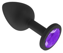 Анальная пробка с фиолетовым кристаллом - 7,3 см, цвет фиолетовый - МиФ
