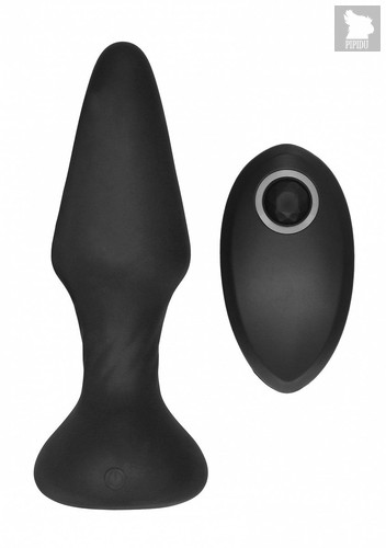 Черный анальный вибромассажер N 81 Rechargeable Remote Controlled Butt Plug - 14 см., цвет черный - Shots Media