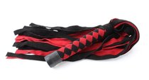Черно-красная замшевая плеть с ромбами на рукояти - 60 см., цвет красный/черный - БДСМ арсенал