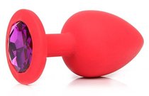 Анальная пробка с фиолетовым кристаллом размера M - 8 см, цвет фиолетовый - Vandersex