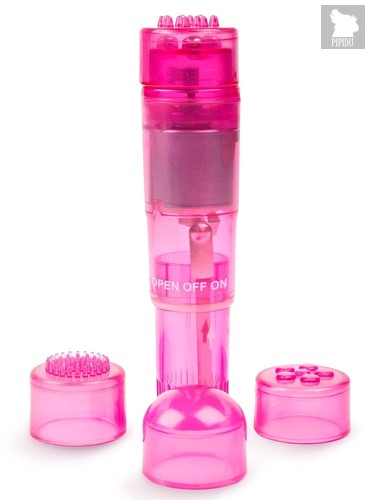 Розовая виброракета с 4 сменными колпачками, цвет розовый - Brazzers