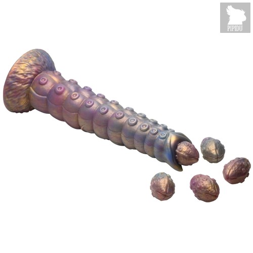 Фантазийный фаллоимитатор Deep Invader Tentacle Ovipositor Silicone Dildo with Eggs - 22,9 см., цвет разноцветный - XR Brands