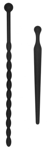 Набор из двух черных уретральных стимуляторов Beginners Silicone Plug Set, цвет черный - Shots Media