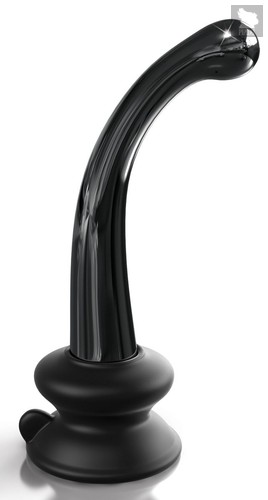 Черный стеклянный фаллоимитатор Icicles №87 с силиконовой присоской - 15,5 см., цвет черный - Pipedream