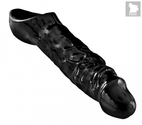 Чёрная увеличивающая насадка на член Mamba Cock Sheath Packaged - 16,5 см, цвет черный - XR Brands