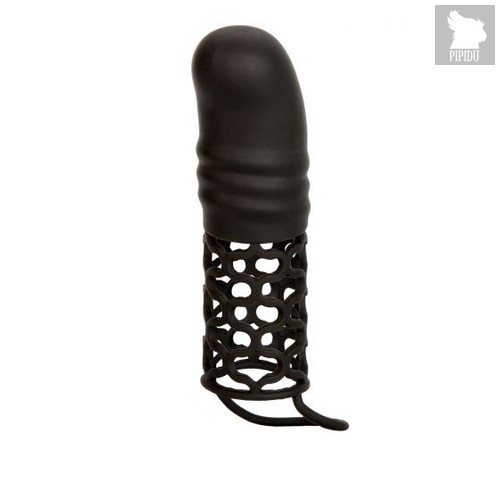 Черная удлиняющая насадка на пенис Silicone 2 Extension - 14,5 см., цвет черный - California Exotic Novelties