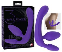 Фиолетовый безремневой страпон с двумя пробками - ORION