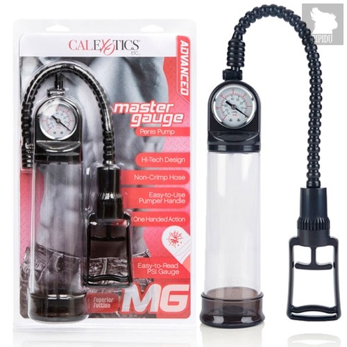 Помпа Master Gauge - Penis Pump со встроенным манометром, цвет прозрачный - California Exotic Novelties