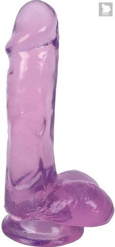 Фиолетовый гелевый фаллоимитатор Slim Stick with Balls - 15,2 см., цвет фиолетовый - XR Brands