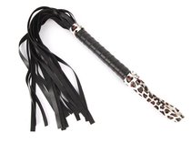 Черный флоггер с черно-леопардовой ручкой Notabu - 49 см., цвет леопард - Bioritm