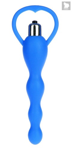 Синяя анальная елочка с вибрацией - 14 см., цвет синий - Brazzers