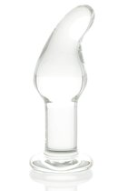 Стеклянная анальная пробка с загнутым кончиком - 11,5 см, цвет прозрачный - Sexus