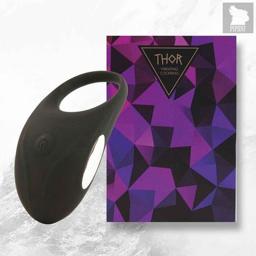 Черное эрекционное виброкольцо Thor Cockring, цвет черный - FeelzToys