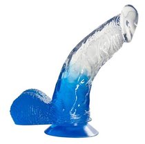 Синий фаллоимитатор с прозрачной верхней частью JELLY JOY FADE OUT DONG 6INCH - 15,2 см, цвет синий - Dream toys