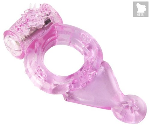 Розовое эрекционное виброкольцо с хвостом, цвет розовый - Toyfa