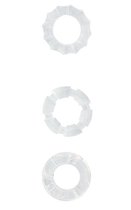 Набор из 3 прозрачных эрекционных колец MENZSTUFF STRETCHY COCK RINGS, цвет прозрачный - Dream toys
