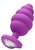 Фиолетовая анальная пробка Regular Ribbed Diamond Heart Plug - 7 см., цвет фиолетовый - Shots Media